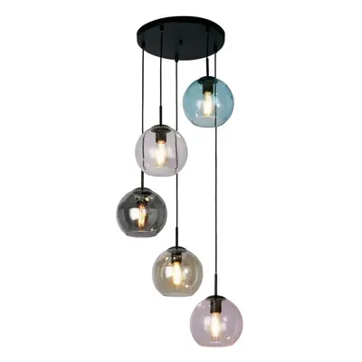 Searchlight Mardi Gras II Light Pendant Black, Coloured Glass