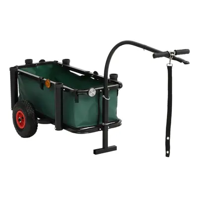 (with bag) vidaXL Fishing Trolley Outdoor Beach Wagon Hand Cart Bike Trailer Black Steel