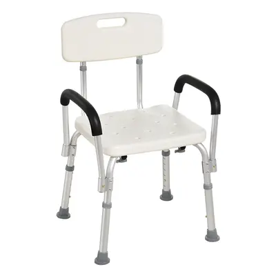 HOMCOM Light Weight Aluminum Shower Bench Portable Lift Chair w/ Back & Armrest