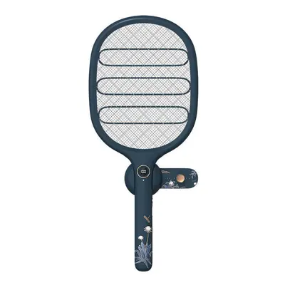 (Blue) 2-in-1 Electric Fly Mosquito Swatter 1800mAh USB/Magnetic Rechargeable 3-Layer Safety Mes