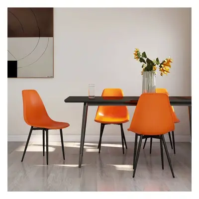 vidaXL 4x Dining Chairs Orange PP Kitchen Dining Room Dinner Chair Seating