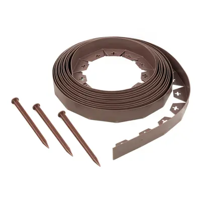 (3 Pack - 30m) KCT Metre Brown Flexible Plastic Lawn Edging Grass Border with Pegs Garden Edger 