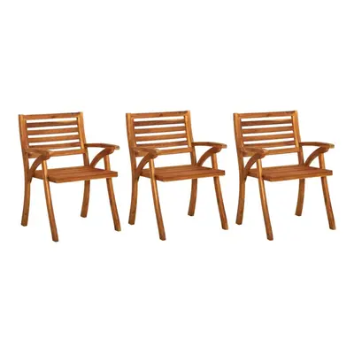 vidaXL 3x Solid Acacia Wood Garden Chairs Dining Garden Armchairs Outdoor