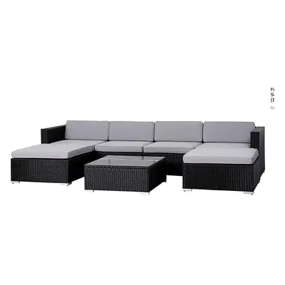 (Black, Without Cover) EVRE Nevada Rattan garden Seater Sofa set