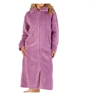 (Heather, Small - UK 10/12) Slenderella Ladies Zip Up Soft Waffle Fleece Dressing Gown