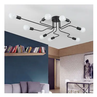 (Black, Heads) 110-240V 4/6/8 Heads LED Ceiling Chandelier Pendant Lamp Lampshade Study Bedroom