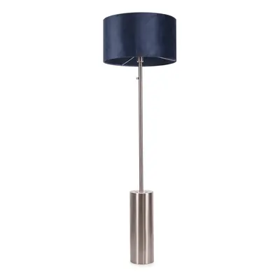 ValueLights Lexy Navy Velvet Shade with Chrome Dimmable Floor Lamp