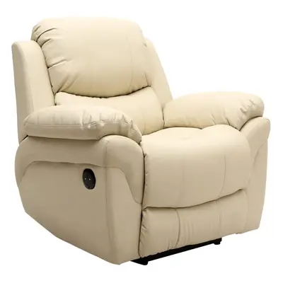 (Cream) Madison Electric Bonded Leather Automatic Recliner Armchair Sofa Home Lounge Chair