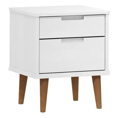 (white) vidaXL Solid Wood Pine Bedside Cabinet MOLDE Bedroom Side Table Multi Colours