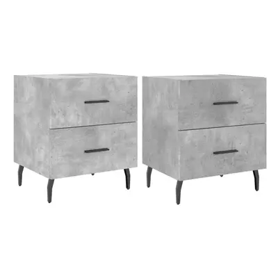 (concrete grey, pcs) vidaXL Bedside Cabinets Nightstand Bedside Table pcs White Engineered Wood