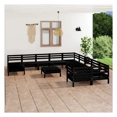 vidaXL Garden Lounge Set Outdoor Lounge Set Piece Black Solid Wood Pine