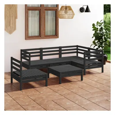 vidaXL Garden Lounge Set Outdoor Sofa Set Couch Piece Solid Pinewood Black