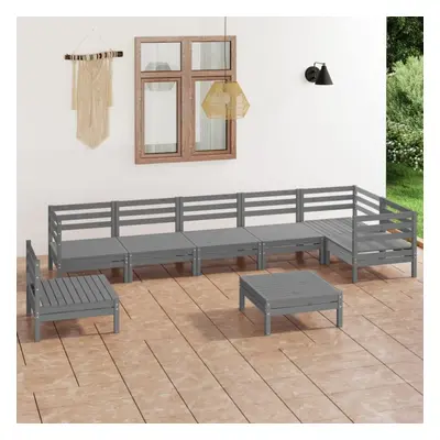 vidaXL Garden Lounge Set Wooden Outdoor Lounge Set Piece Solid Pinewood Grey