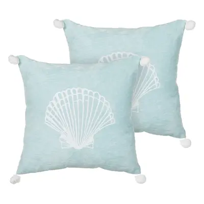 Set of Decorative Cushions LEATHESIA Velvet x cm Light Blue Abstract Pattern