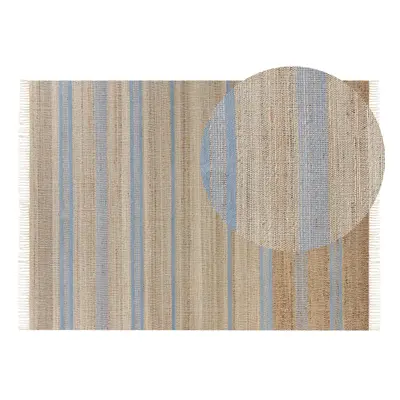 Jute Area Rug x cm Beige and Light Blue TALPUR