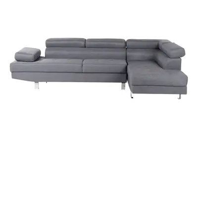 Left Hand Corner Fabric Sofa Grey NORREA