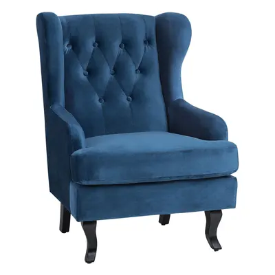 Wingback Chair ALTA Velvet Dark Blue