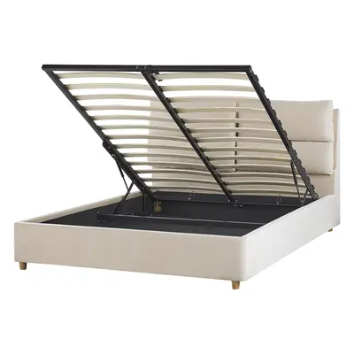 Ottoman Bed Velvet BATILLY x cm (EU Double) Light Beige