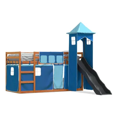 (brown and blue, x cm) vidaXL Bunk Bed with Slide and Curtains Kids Twin Sleeper Bed Pink 90x200