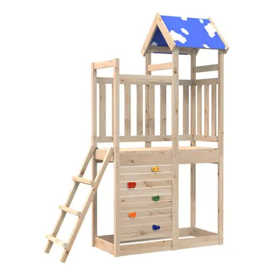 (solid pine wood) vidaXL Play Tower with Rockwall Kids Playset Climbing Frame Solid Wood Pine