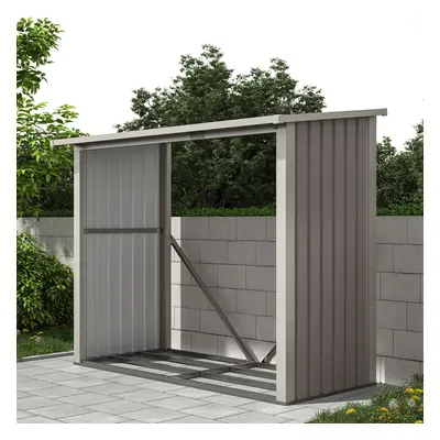 Charles Bentley Metal Log Wood Store Shed - 6x3ft (W182 x D89 x H148cm)