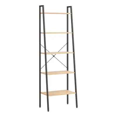 vidaXL 5-Tier Standing Shelf Light Brown and Black Storage Rack Ladder Shelf