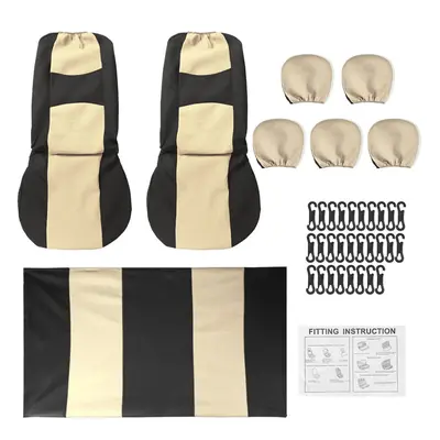 (Beige - Pcs) 2/4/9PCS Front Back Row Full Car Seat Cover Seat Protection Car Accessories