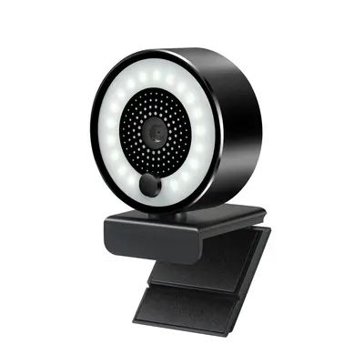 HD 2K USB Webcam Auto-focus 5MP PC Web Camera with Ring Fill Light Microphone