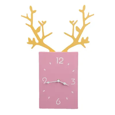 (Pink) x 35cm Simple Wooden Antler Wall Clock Roman Numerals Wall Home Office Decor