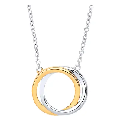 Jewelco London Ladies Yellow Gold-Plated Sterling Silver Chinese Linking Rings Charm Necklace + 