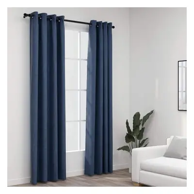 vidaXL Linen-Look Blackout Curtains with Grommets pcs Blue 140x245cm