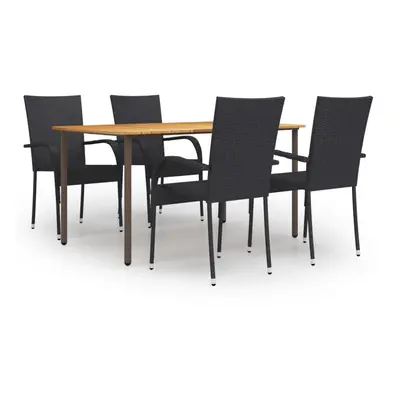 vidaXL Garden Dining Set Piece Black Poly Rattan Outdoor Table and Chair