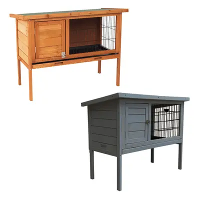 (Brown) Charles Bentley Wooden Rabbit Hutch Guinea Pig Cage Run with Cleaning Tray Rubber Coated