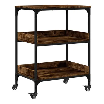 vidaXL Kitchen Trolley Rolling Cart Storage Cart Smoked Oak Engineered Wood