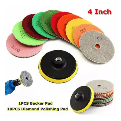 10pcs Inch to Grit Diamond Polishing Pads With Backer Pad