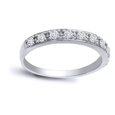 (O) Jewelco London Ladies Solid 9ct White Gold Claw Set Round H I2 0.31ct Diamond Smooth Pave Ha