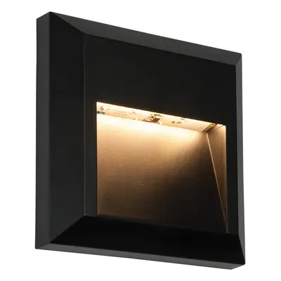 Square IP65 Guide Light - Indirect 1.1W Warm White LED - Black ABS