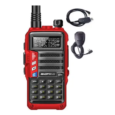 (Red, EU Plug) 8W 7800mAh Powerful Walkie Talkie CB Radio Transceiver 220-260Mhz Portable Radio 