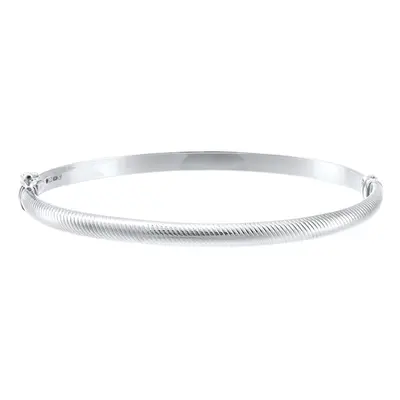 Jewelco London 9ct White Gold D-Shape Ribbed Snake Skin Bangle Bracelet 6x5cm - BNGAXL1601W