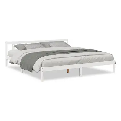 (white, x cm) vidaXL Bed Frame Home Bedstead Bed Base Mattress Foundation Solid Pinewood