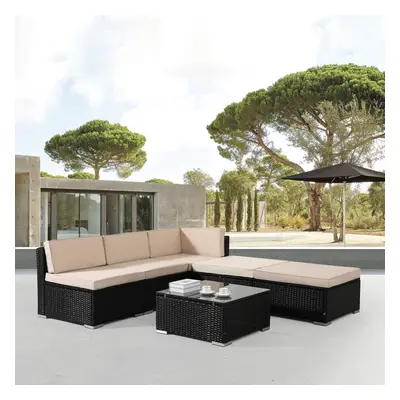 AREBOS Polyrattan garden furniture garden set lounge set seating group black Barcelona