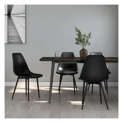 vidaXL 4x Dining Chairs Black PP Kitchen Dining Room Dinner Chair Seating