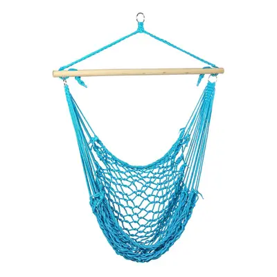 (Blue) Hammock Chair Swing Rope Seat Net Chair Tree Outdoor Patio Indoor 200kg