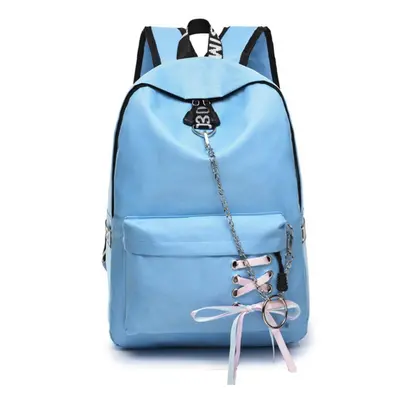 (Blue) 17L Outdoor Travel Backpack Waterproof Nylon School Rucksack Girls Women Bag With Headpho