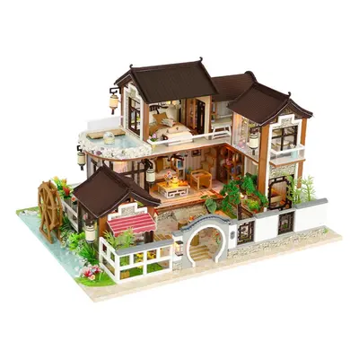 DIY Miniature Doll House Furniture Kit LED Kids Cat Birthday Xmas Gift House