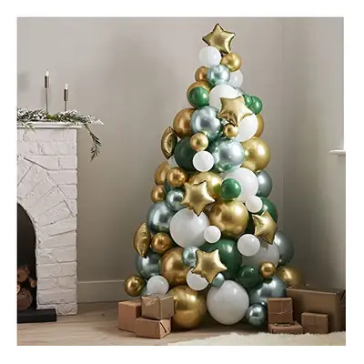 Green Gold And White Balloon Christmas Tree Balloons per pack