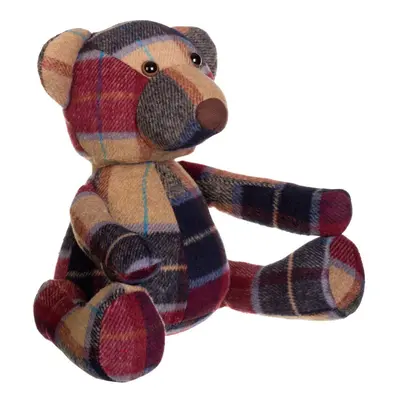 HERITAGE LARGE MAROON CHECK BEAR DOOR STOP