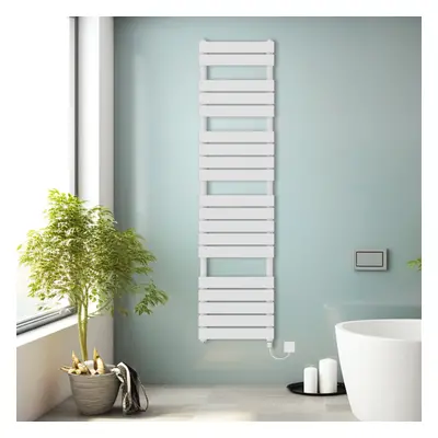 (White, 1800x450mm) Prefilled Electric Heated Towel Rail Radiator Flat Panel Warmer Ladder