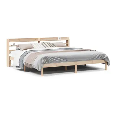 vidaXL Bed Frame with Headboard Bed 180x200 cm Super King Solid Wood Pine