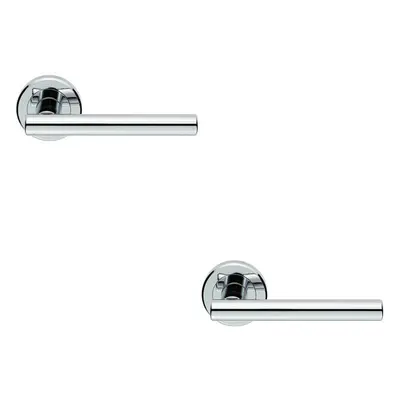 2x PAIR Straight T Bar Handle on Round Rose Concealed Fix Polished Chrome